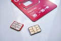 LVIV, UKRAINE - 02 11 2023: Vodafone Power SIM mobile card by Vodafone group, British multinational telecommunications company