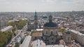 Lvov, Ukraine. Aerial City Lviv, Ukraine. Panorama of the old town. Dominican Royalty Free Stock Photo