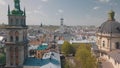 Lvov, Ukraine. Aerial City Lviv, Ukraine. Panorama of the old town. Dominican Royalty Free Stock Photo