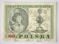 Kopernik portrait on a Stamp. Poland 1951 Royalty Free Stock Photo