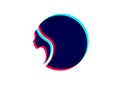 Logo round design beauty woman face profile. Colorful icon women profile silhouette on the white background. Logo design template