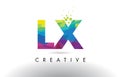 LX L X Colorful Letter Origami Triangles Design Vector.