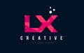 LX L X Letter Logo with Purple Low Poly Pink Triangles Concept