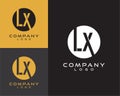 Lx, xl initial logo design letter with circle shape