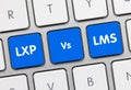 LXP vs. LMS - Inscription on Blue Keyboard Key Royalty Free Stock Photo