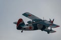 LY-MHC Antonov AN-2 airplane over the rhine valley in Switzerland