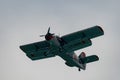 LY-MHC Antonov AN-2 airplane over the rhine valley in Switzerland