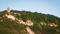 Lyadova, Ukraine. Beheading of John the Baptist Rock Friary with ancient monk caves cut in coquina cliff and modern monastery