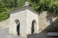 Lyadova, Ukraine, 09-08-2018: Water source of Lyadova Monastery, which is located in Vinnytsia region of Ukraine