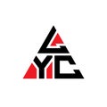LYC triangle letter logo design with triangle shape. LYC triangle logo design monogram. LYC triangle vector logo template with red