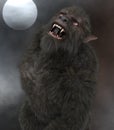 Lycan Werewolf against the background of the full moon 3d illustration