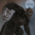 Lycan Werewolf against the background of the full moon 3d illustration