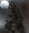 Lycan Werewolf against the background of the full moon 3d illustration