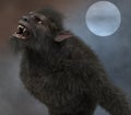 Lycan Werewolf against the background of the full moon 3d illustration