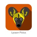 Lycaon Pictus dog face flat design