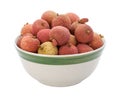 Lychee Bowl isolated on white Royalty Free Stock Photo