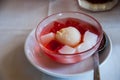 Lychee , coconut jelly and jelly in syrup Royalty Free Stock Photo