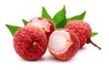 Lychee. Fresh lychees isolated on white background.