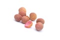 The Lychee. Fresh lychees on white background Royalty Free Stock Photo