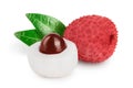 Lychee fruit isolated on white background with clipping path and full depth of field Royalty Free Stock Photo