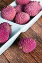 Lychee fruit (litchi, liechee, or lichee) Royalty Free Stock Photo