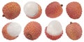 Lychee fruits isolated on white background, full depth of field Royalty Free Stock Photo