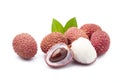 Lychee fruits with leaves