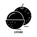 lychee icon, black vector sign with editable strokes, concept illustration