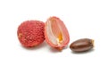 Lychee and its section Royalty Free Stock Photo