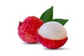 Lychee fruit has a sweet fragrance isolated on a white background.