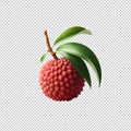 Lychee with leaves isolated on transparent background Royalty Free Stock Photo