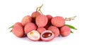 Lychee or Litchi isolated on the white background Royalty Free Stock Photo