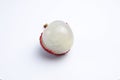 Lychee peeled on a white background