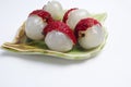 Lychee peeled on a white background Royalty Free Stock Photo