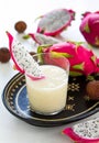 Lychee,Pineapple and Dragon fruit smoothie Royalty Free Stock Photo