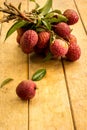 Lychee, ripe red table ready to eat.