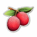Lychee Simple Vector Vinyl Sticker Flat Shading White Background Royalty Free Stock Photo
