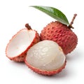 Lychee with Slice Isolated on White Background Royalty Free Stock Photo