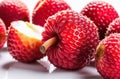 Lychee on a white background with reflection