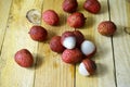 Lychees fruit wooden fruit