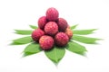 Lychees isolated red on the white background. Royalty Free Stock Photo