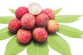 Lychees isolated red on the white background. Royalty Free Stock Photo