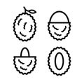 Lychees outline icons set