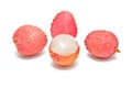 Lychees and peeled lychee Royalty Free Stock Photo