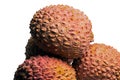 Lychees on a white background. Tropical fruit.