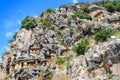 Lycian rock-cut tombs in Myra, Turkey Royalty Free Stock Photo