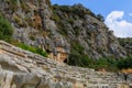 Lycian rock tombs of the necropolis in Demre, the ancient city of Myra, one of the main centers of Lycia Royalty Free Stock Photo