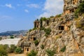 Lycian rock tombs of the necropolis in Demre, the ancient city of Myra, one of the main centers of Lycia Royalty Free Stock Photo