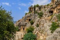 Lycian rock tombs of the necropolis in Demre, the ancient city of Myra, one of the main centers of Lycia Royalty Free Stock Photo