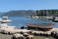 Lycian tomb and boat Royalty Free Stock Photo
